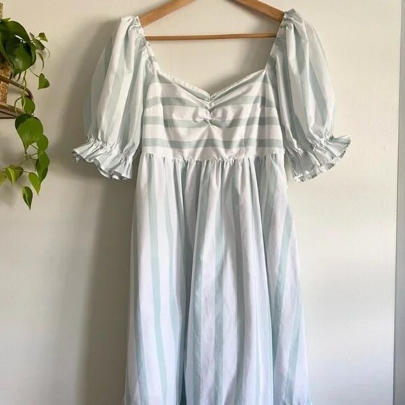 Abercrombie & Fitch Puff Sleeve Striped Midi Dress - Picture 3 of 7